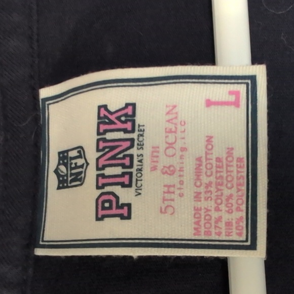 PINK Victoria's Secret x Seattle Seahawks Navy Blue Bejeweled Burnout Tee - Picture 3 of 6